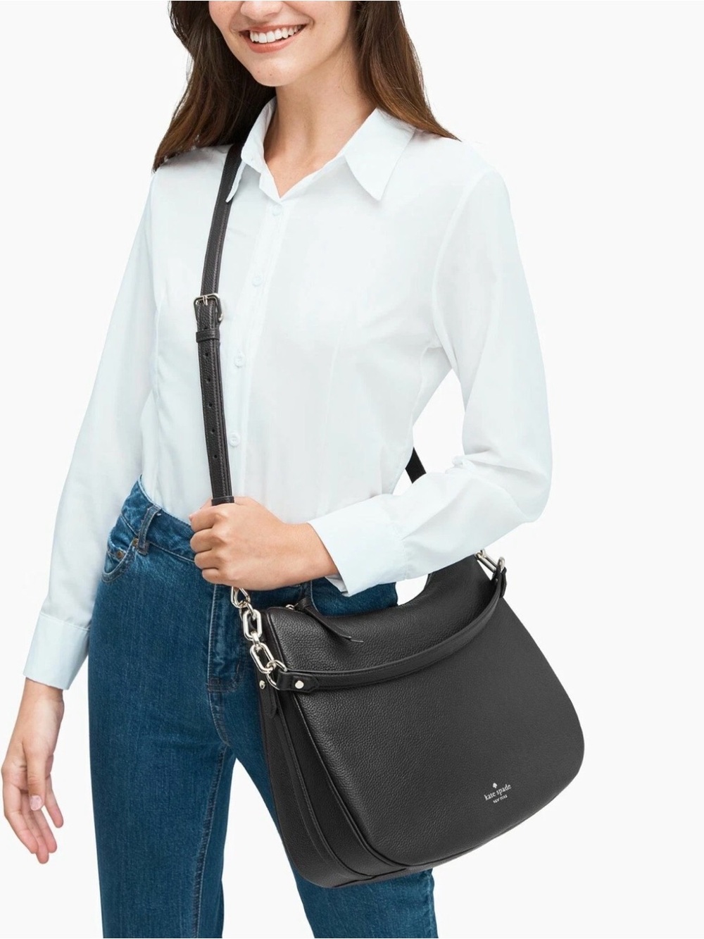 kate spade Black Pebbled Leather Convertible Shoulder Bag